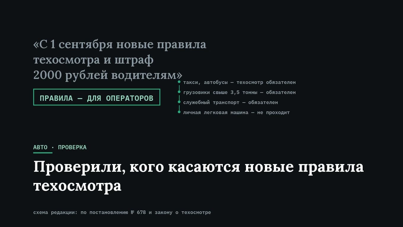 «С 1 сентября новые правила техосмотра и штраф 2000». Проверили, кого это касается